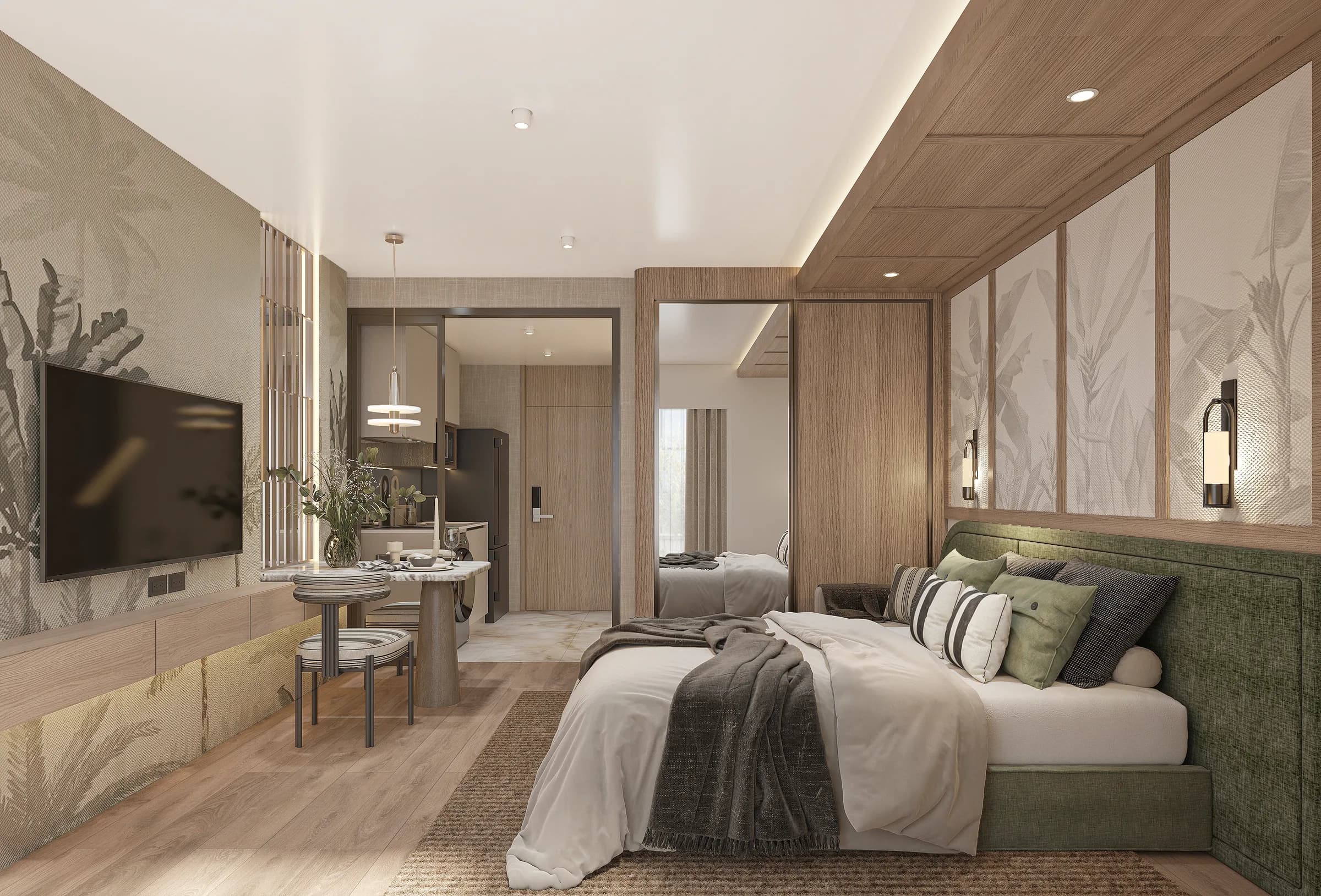 Furnished studio interior at The Astra Samui